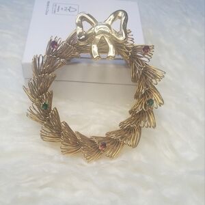 Vintage Crystal Wreath Brooch Bow Wreath Brooch